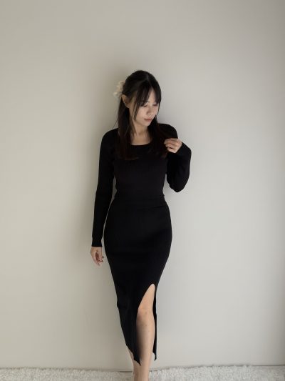 Audrey Two-Piece Knitted Set Black