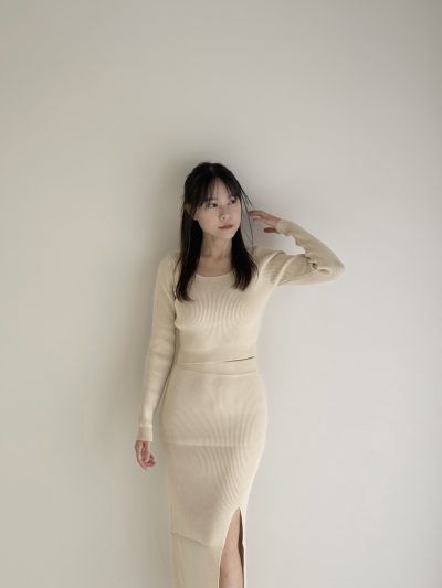 Audrey Two-Piece Knitted Set Beige