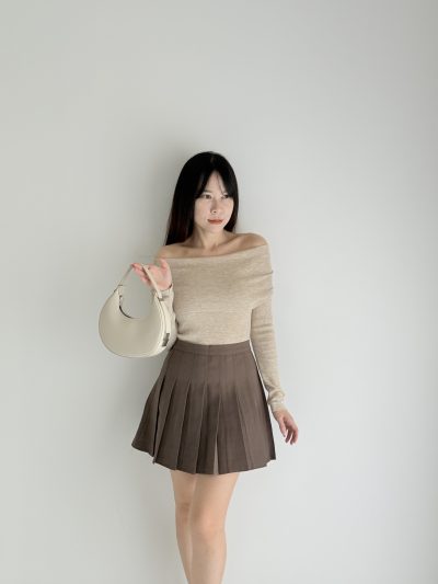 Luna Pleated Skirt Brown
